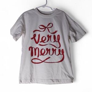 Cat & Jack White Tee with Red 'Very Merry' Design
